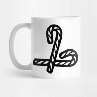 Two Candy Canes for Christmas Line Art Mug